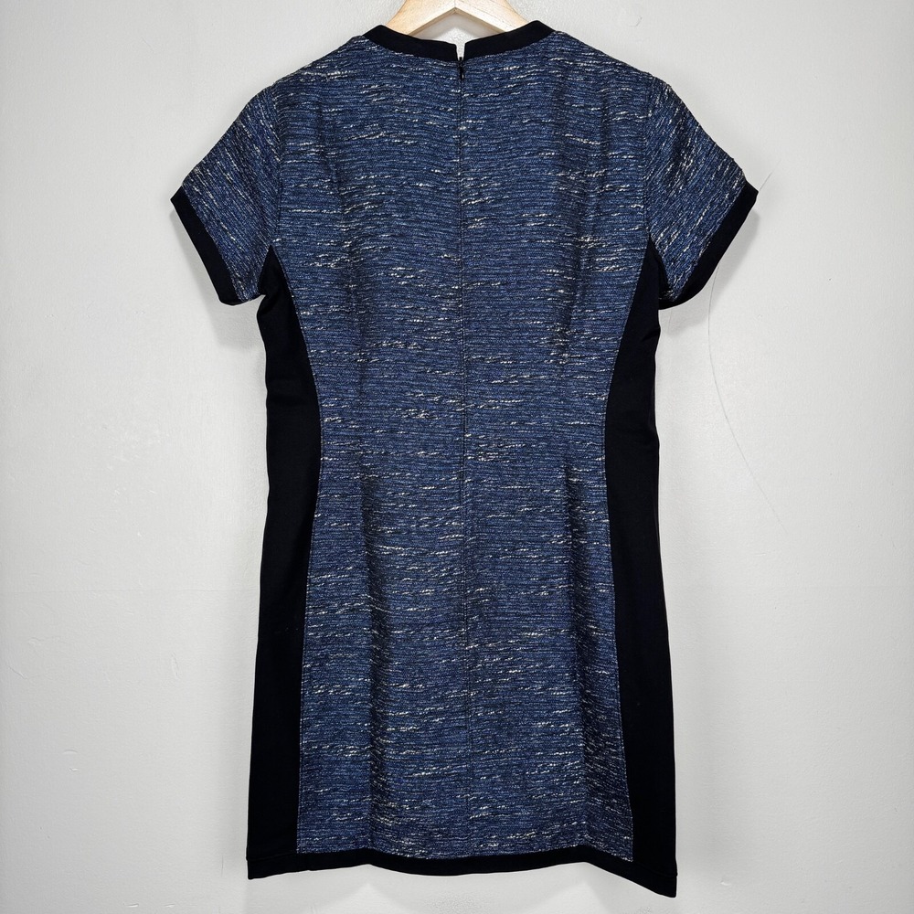 Madewell Shimmerweave Colorblock Dress Women Size 6 Blue Black Short Sleeve NWT - Picture 3 of 10